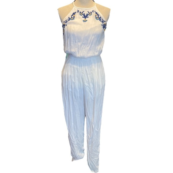 Lovers + Friends White Floral Halter Neck‎ Jumpsuit Womens Small - Picture 2 of 12